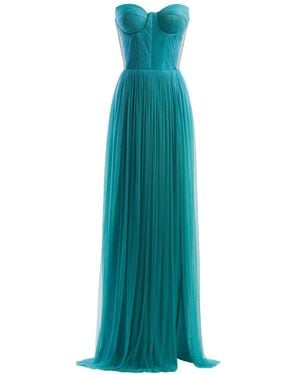 IMROSKA Vestido Palabra De Honor Plisado - Azul