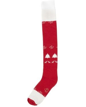 Alto Milano Patterned-Jacquard Socks - Red