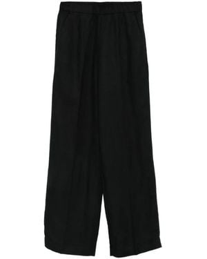 GANT Elasticated-Waistband Wide-Leg Trousers - Black