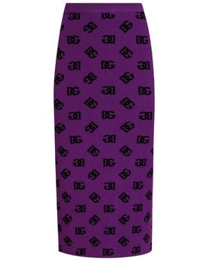 Dolce & Gabbana Skirt With Dg Logo - Purple