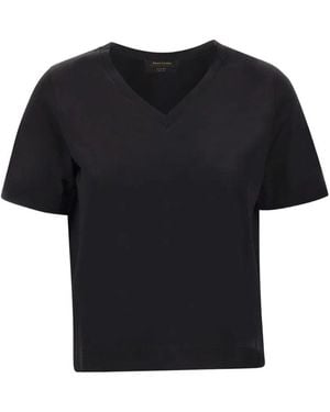 Gran Sasso V-Neck Rolled-Cuff T-Shirt - Black