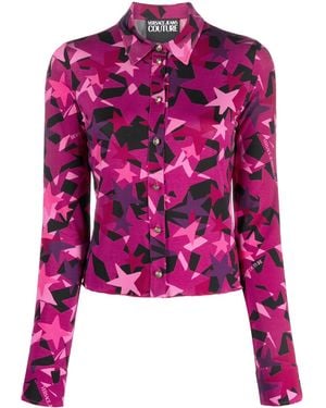 Versace Jeans Couture Star-Print Stretch Shirt - Pink
