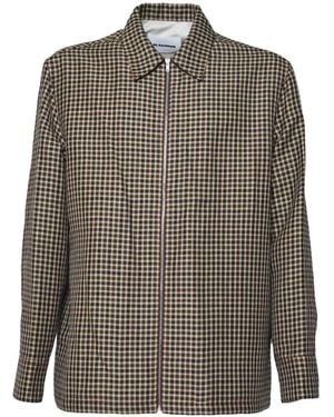 Jil Sander Reißverschluss-Hemd Mit Vichy-Karo - Braun