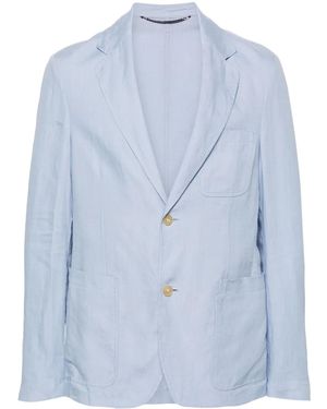 Canali Single-Breasted Linen Blazer - Blue