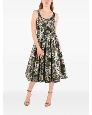 Philipp Plein Floral-Print Sleeveless Midi Dress - Green