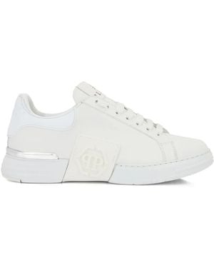 Philipp Plein Phantom Kick$ Logo-Plaque Low-Top Trainers - White