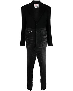 Junya Watanabe パネル Vネックコート - ブラック