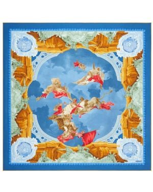 Versace Printed Silk Scarf 90Cm - Blue