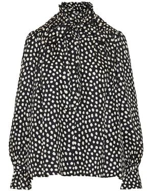 Chloé Ruffled Polka Dot Blouse - Black