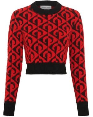 Marine Serre Moon Lozenge-Knit Jumper - Red