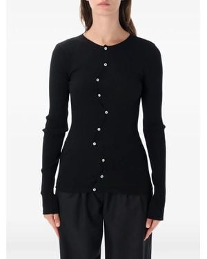 OperaSPORT Claire Asymmetric Ribbed Cardigan - Black