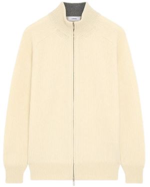 Lardini Gerippter Cardigan Mit Reißverschluss - Natur