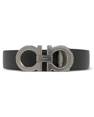 Ferragamo Gancini Reversible Leather Belt - White