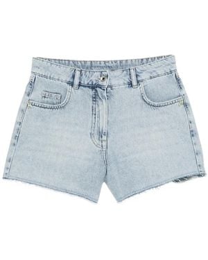 Patrizia Pepe Frayed-Hem Shorts - Blue