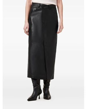 AllSaints Eden Leather Midi Skirt - Black