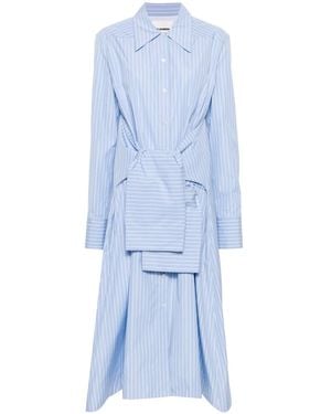 Jil Sander Belted Midi Dress With Classic Shirt Silhouette - Blue