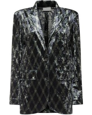 Pierre Louis Mascia Diamond-Pattern Velvet Blazer - Black