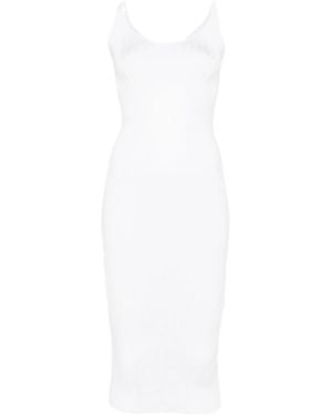 Mugler Ribbed Midi Dress - White