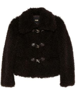 Maje Veste En Fourrure Artificielle À Fermeture Brandebourg - Black