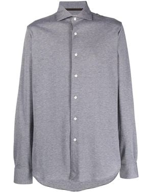 Orian Spread Collar Piqué Shirt - Blue