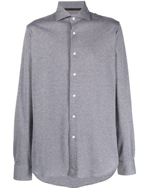 Orian Spread Collar Piqué Shirt - Blue