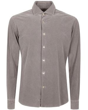 Tintoria Mattei 954 Pique-Weave Long-Sleeve Shirt - Grey