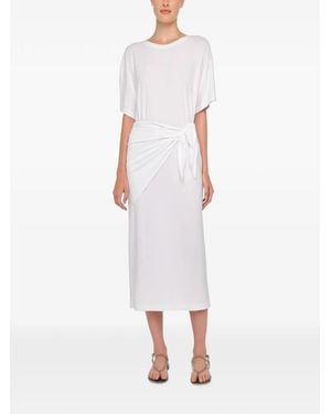 Norma Kamali Short-Sleeve Boxy Midi Dress - White