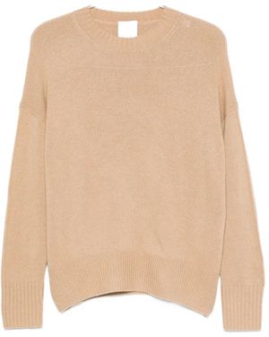 Allude Ribbed-Knit Crew Neck Sweater - Natural