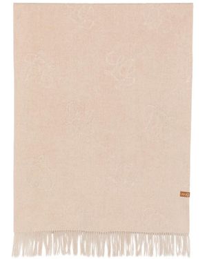 Liu Jo Logo-Embossed Fringed Scarf - Natural