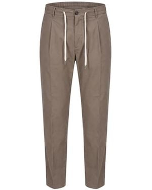 BE ABLE Pleated Drawstring Cropped Tailored Pants - Gray