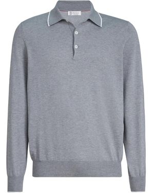 Brunello Cucinelli Long-Sleeve Button-Fastening Polo Shirt - Grey