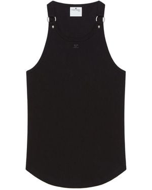 Courreges Scoop-Neck Sleeveless Tank - Black