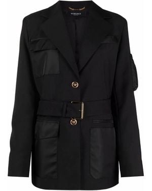 Versace Long-Sleeve Belted Jacket - Black
