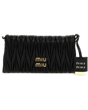 Miu Miu Logo-Lettering Clutch Bag - Black