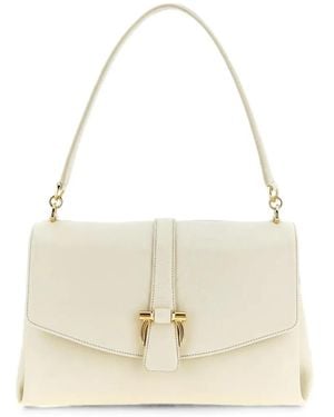 Ferragamo Medium Leather Shoulder Bag - White