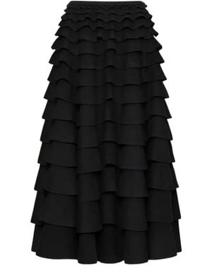 Valentino Garavani Ruffled Tiered Midi Skirt - Black
