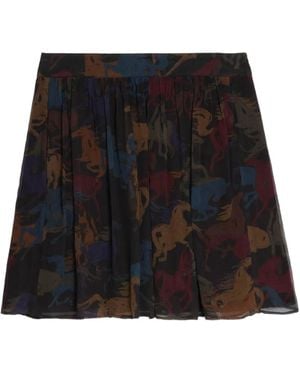 Zadig & Voltaire Falda plisada con caballo estampado - Negro
