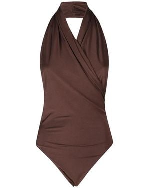 ANDAMANE Vina Halterneck Wrap Bodysuit - Brown