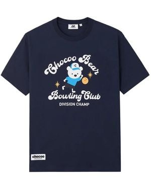Chocoolate Bear-Print Cotton T-Shirt - Blue