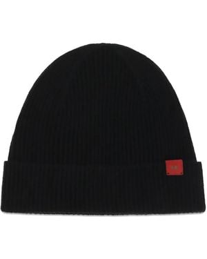 Kiton Logo-Patch Ribbed Beanie Hat - Black