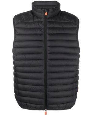 Save The Duck Logo-Patch Padded Gilet - Blue