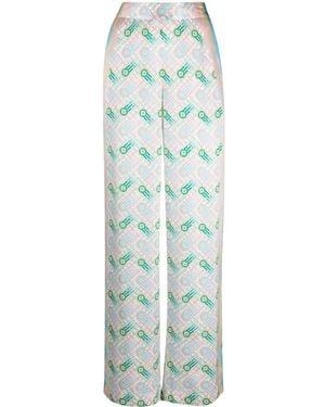 CASABLANCA Ladies Ping Pong Silk Trousers - Multicolour