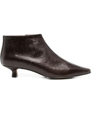 Ángel Alarcón Ostrich-Effect Leather Ankle Boots - Brown
