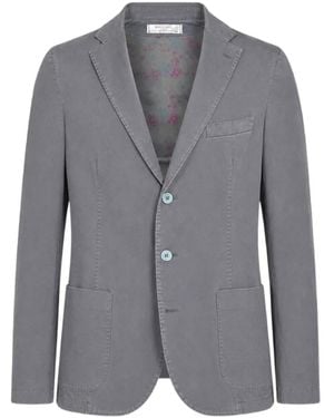 Manuel Ritz Single-Breasted Notched-Lapel Blazer - Grey