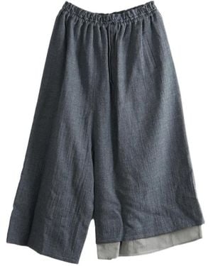 Y's Yohji Yamamoto Drawstring Layered Trousers - Grey