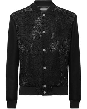 Philipp Plein Rhinestone-Embellished Bomber Jacket - Black
