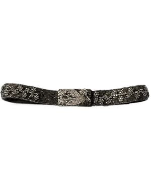 Miu Miu Embroidered Duchesse And Leather Belt - White