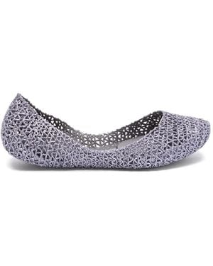 Melissa Glitter Cut-Out Ballet Flats - Grey