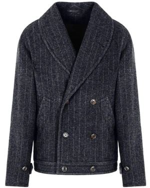 Giorgio Armani Pinstripe Double-Breasted Jacket - Blue