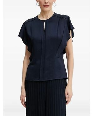 BOSS Keyhole ruffle-sleeve top - Azul